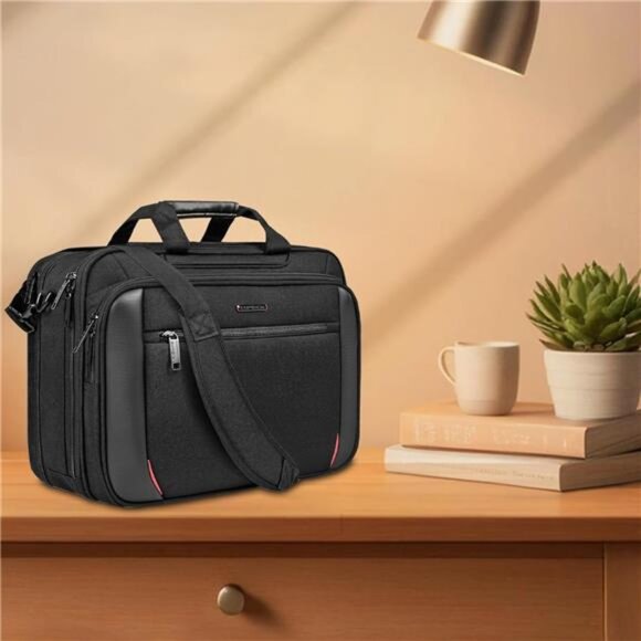 Laptop Bag 17 Inch Briefcase Messenger Bag Expandable Water Repellent Work Trave - Picture 3 of 7